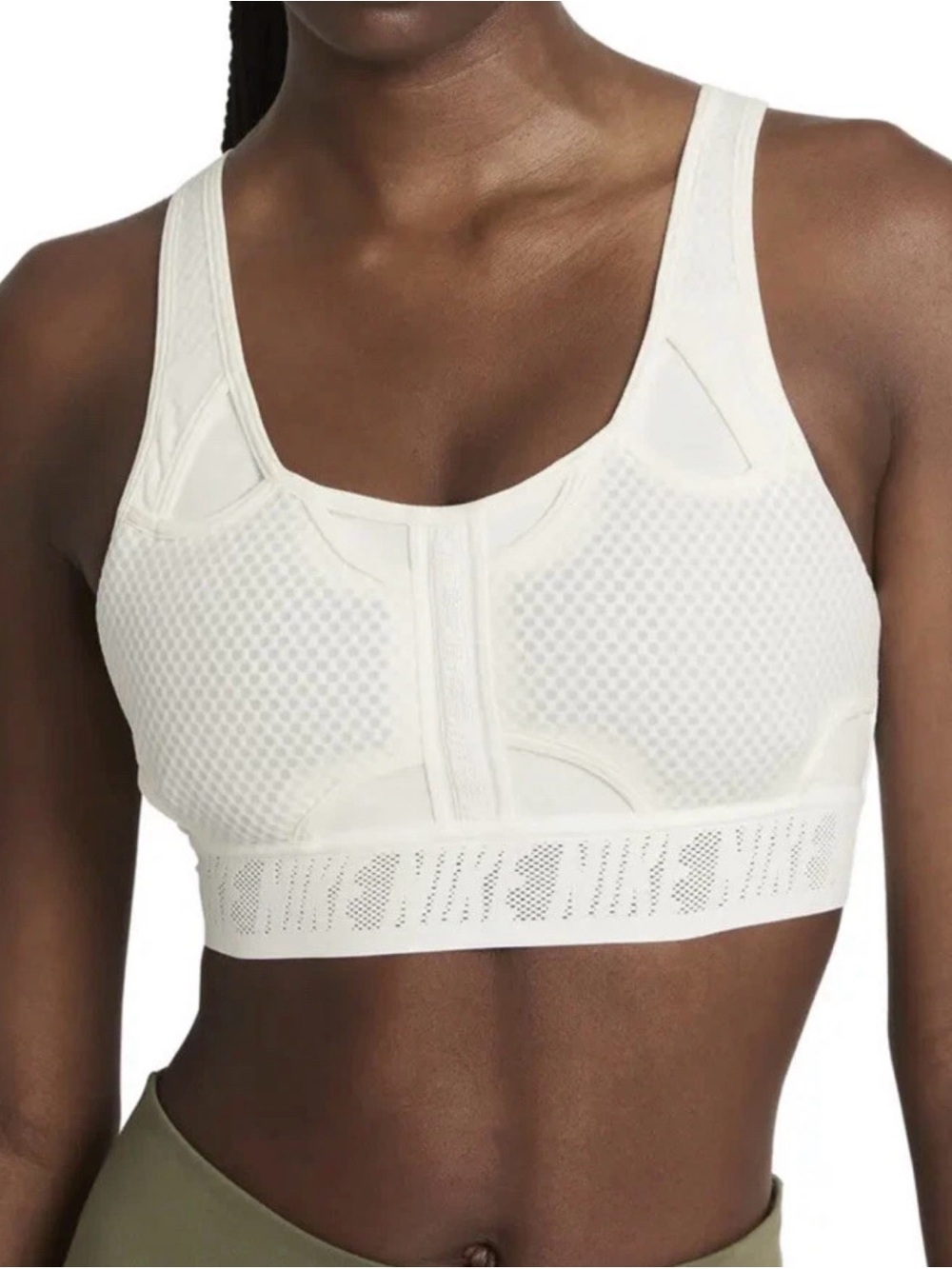 Nike Front-Zip Sports Bra in Off-White